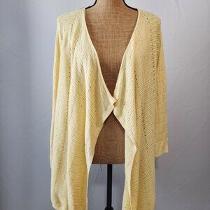 CJ Banks Yellow Waterfall Open Front Cardigan 1X